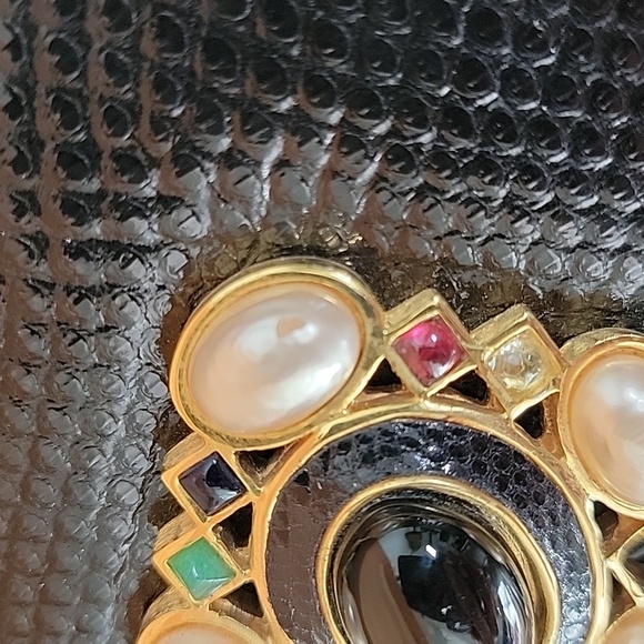 Judith Leiber Lizard Pearl Multi Color Gemstone Convertable Envelope Clutch - Picture 16 of 16